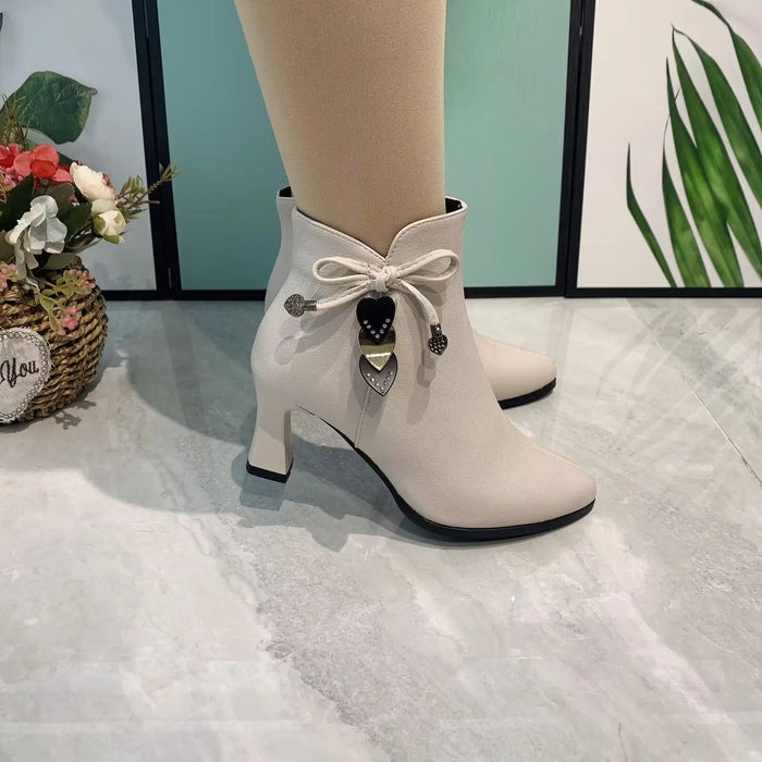 2023 stivali con tacco alto donna primavera e autunno stivali singoli nuove scarpe da donna zip bianche impermeabili scarpe con tacco alto Taiwan