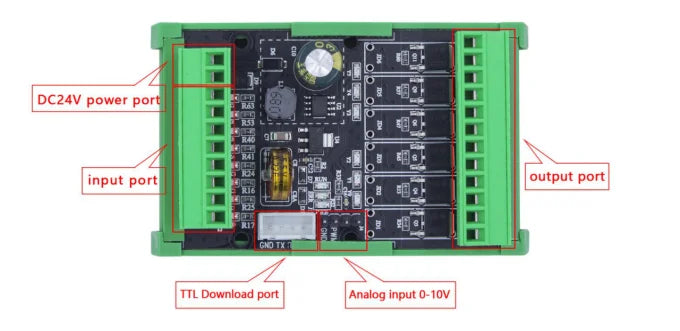 FX2N-10MR 10MT FX2N-14MR 14MT 6MR 6MT 20MR 20MT DC24V TTL SEEKU analogico 0-10V in scheda relè di potenza 8 in e 6 out 6 in e 4 out PLC