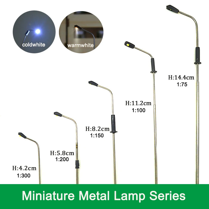 50 pz 1:75-1:500 scala Diorama lampada architettonica in metallo modello 3V LED giocattoli luce in miniatura treno ferroviario Layout Kit per scena