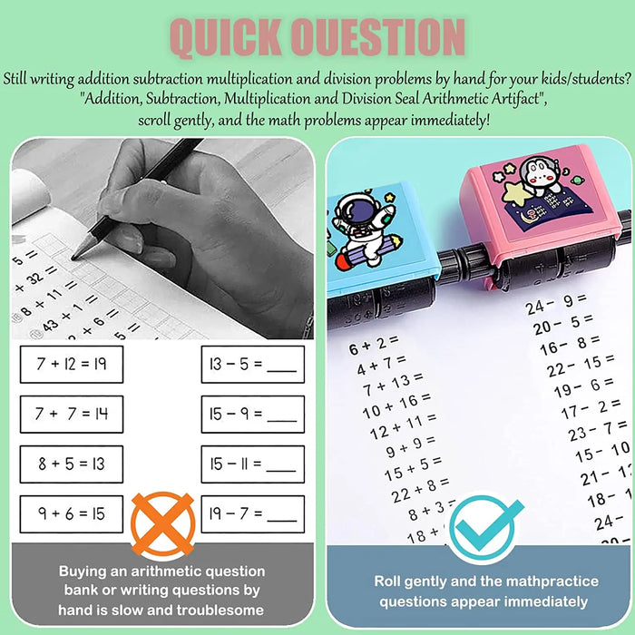 Math Stamp Roller addizione sottrazione divisione di propagazione pratica operazione matematica forniture per l'insegnamento del timbro matematico