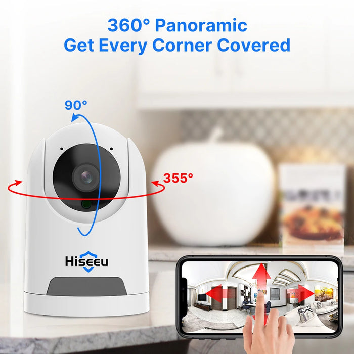 Hiseeu 2K 4MP PTZ Telecamera IP WIFI Wireless Smart Home Security Telecamera di sorveglianza Audio bidirezionale Telecamera per animali domestici per interni