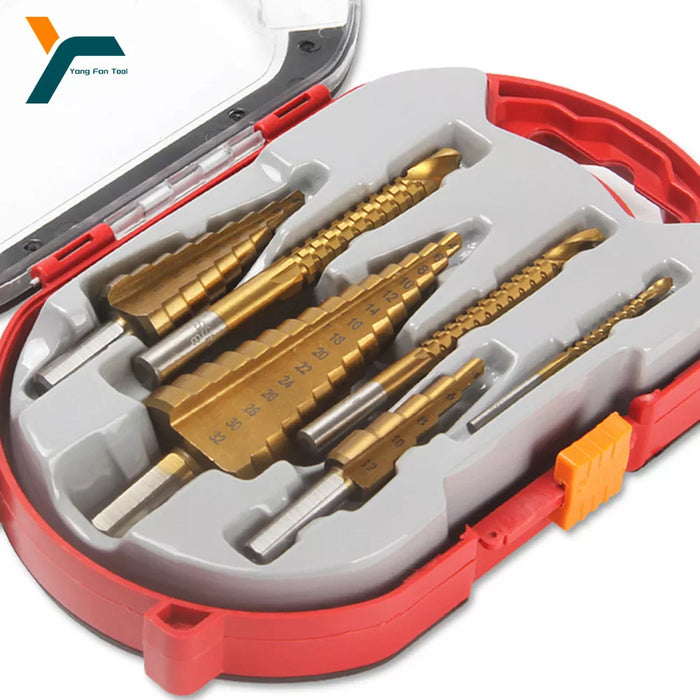 6Pcs Step Drill Bit Saw Set di punte per trapano fresa in titanio 4-12 4-20 4-32mm 3 6 8mm per la lavorazione del legno apriscatole con anima in metallo