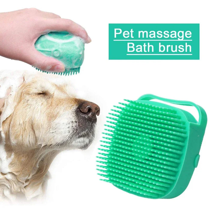 Spazzola per Shampoo per cani da compagnia 2.7oz 80ml pettine per massaggio per gatti Scrubber per toelettatura per il bagno capelli corti gomma siliconica morbida