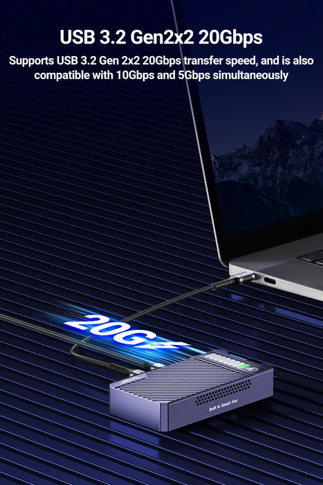 JEYI Dual Nvme Enclosure, custodia RAID Hardware a 2 alloggiamenti, custodia SSD con velocità di trasmissione da 20Gbps, supporto RAID0/ RAID1/ Large/ JBOD