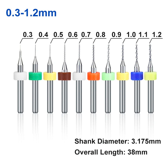 Carburo d'acciaio del tungsteno del Mini trapano del pwb di XCAN 10 pz/set 0.3mm-1.2mm per la macchina del tagliente di CNC del circuito di stampa