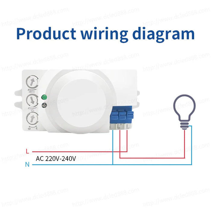 Interruttore del sensore a microonde a induzione a LED intelligente interruttore della luce del sensore di movimento intelligente a 360 gradi interruttore del sensore a 5.8GHz
