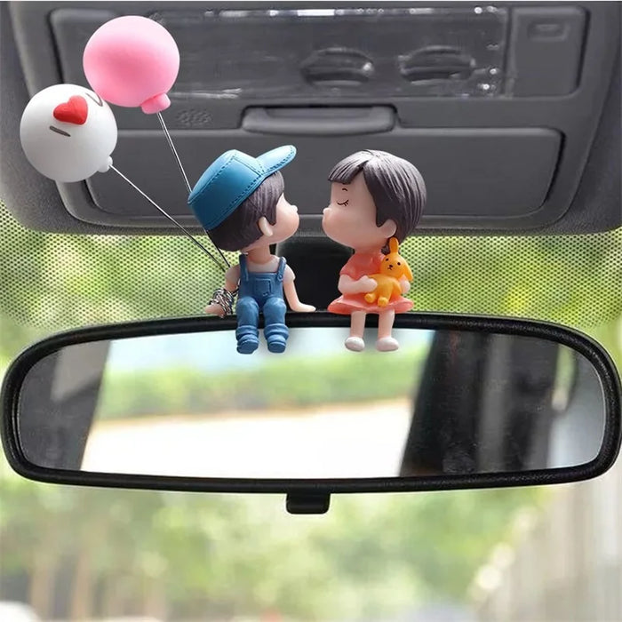 Simpatico cartone animato coppie accessori per la decorazione dell'auto figurine romantiche ornamento per palloncini interni per Auto accessori per cruscotto regali