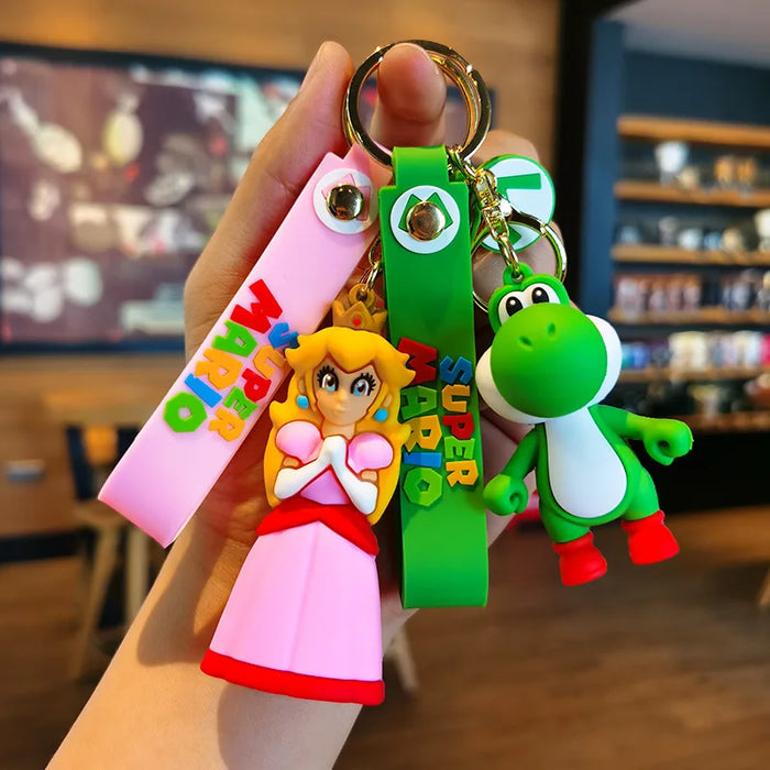 10 stili Super Mario portachiavi Mario Bros Luigi Toad Yoshi Bowser Action Figure modello Pvc Cartoon Bag Doll ciondolo giocattoli regalo