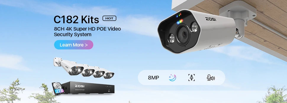 ZOSI 8CH 1080P CCTV Sistema esterno 5MP Lite Video DVR con 2/4/6/8 pezzi 2MP Wired Security Cam Sistema di videosorveglianza giorno/notte