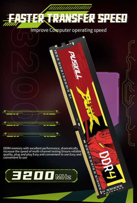 PUSKILL Killblade DDR4 32gb 16gb 8gb RAM 1.2V 3200mhz 2666mhz C19 CL22 UDIMM memoria Desktop