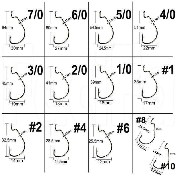 20pcs Wide Gap Worm ami da pesca Jig Crank Big Bass Hook Black High Carbon Steel Crank spinato Hook per Soft Fishing Lure