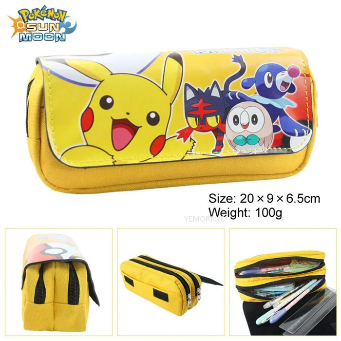 Pokemon Pikachu penfill Case School Cartoon Pikachu Black Pen Bag materiale scolastico cancelleria zainetto regali per feste di compleanno