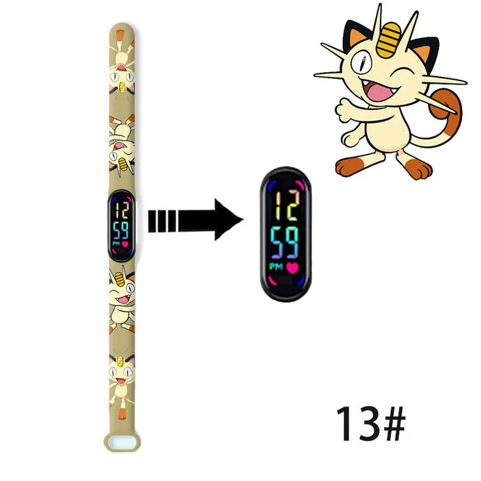 Pokemon Fire Dragon Kabi Beast Mew Two Miao Frog Seed orologio da polso per bambini LED Touch orologio impermeabile sport regali di natale