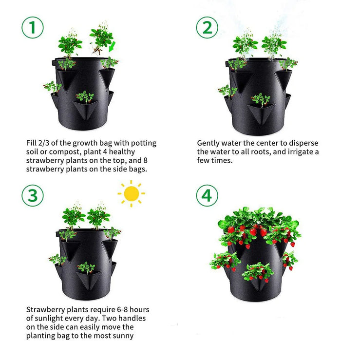 Borsa per la coltivazione della fragola primaverile borsa per la semina delle verdure Grow Pot Plant 5/7/10Gal Grow Bag Garden Terrace Multi-mouth Container Bags