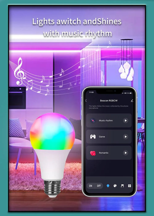 Tuya Smart Bulb E27 APP Control Bluetooth dimmerabile lampadina a LED lampada RGB 85-265V decorazione camera da letto illuminazione per feste Smart Life