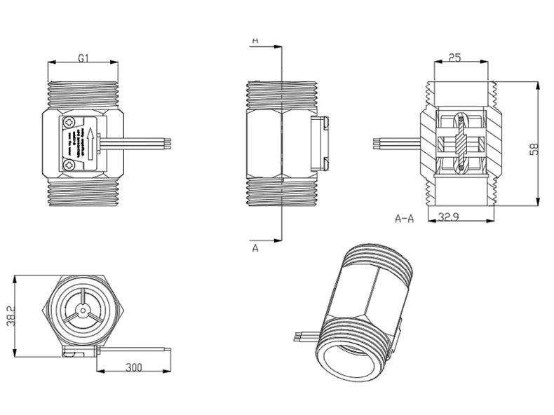 DC3.5-24V sensore di flusso d'acqua flussometro liquido in ottone sensore di flusso fluido interruttore 1.75MPa 1/2 "3/4" 1 "2" NPN sensore di flusso Hall acqua