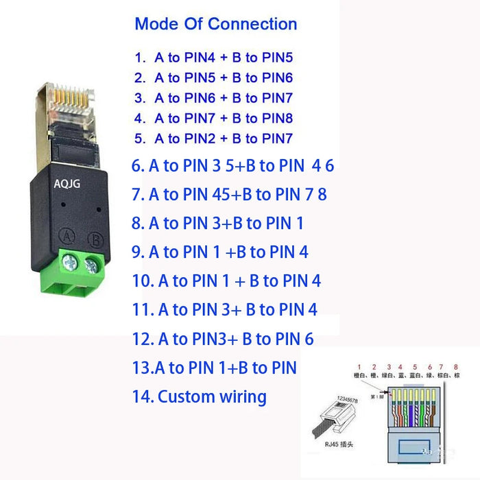 RJ45 a 2pin 4pin terminale Rs485 adattatore di rete connettore RJ45 RJ45 maschio a 485 connettore Splitter per CCTV DVR