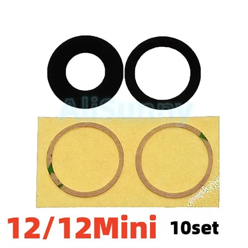 AliSunny 10 pezzi di vetro per fotocamera posteriore per iPhone 7 8 Plus 6 6S 6Plus 7Plus X XR XS Max 11 12 copriobiettivo posteriore 3M parti del supporto adesivo