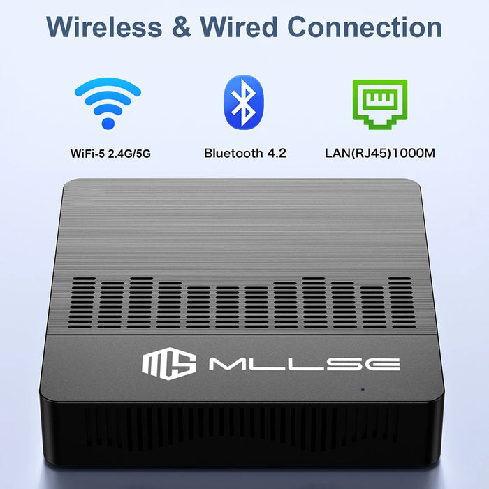 MLLSE Mini PC M2 Air Intel Gemini Lake N4000 Windows 11 6GB RAM 128GB ROM Dual-Band WiFi Bluetooth USB Mini Computer