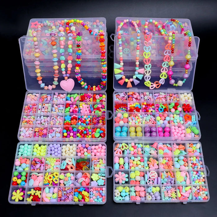 500pcs fai da te fatto a mano in rilievo giocattolo per bambini creativo allentato distanziatore perline artigianato fare braccialetto collana Kit di gioielli ragazza giocattolo regalo