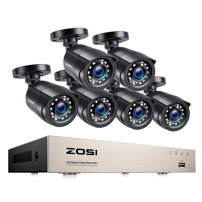 ZOSI 8CH 1080P CCTV Sistema esterno 5MP Lite Video DVR con 2/4/6/8 pezzi 2MP Wired Security Cam Sistema di videosorveglianza giorno/notte