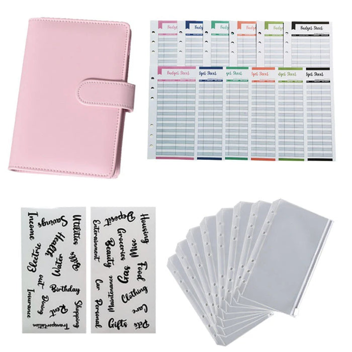 A6 Budget legers Planner 6 fori 8 buste con cerniera 2 adesivi in un portafoglio per NoteBook per risparmiare denaro Organizer sistema di cassa