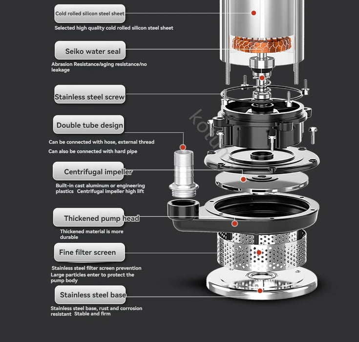 Pompa sommergibile in acciaio inossidabile per irrigazione agricola per uso domestico pompa per acque pulite a grande flusso pompa per acque luride