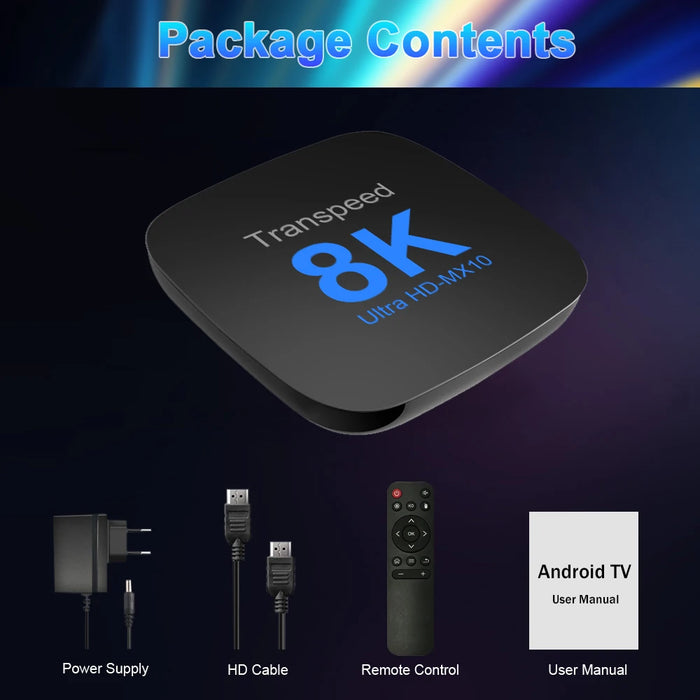 Transpeed Android 13 TV Box ATV Dual Wifi con app TV 8K Video BT5.0 + RK3528 4K 3D Voice Media Player Set Top Box