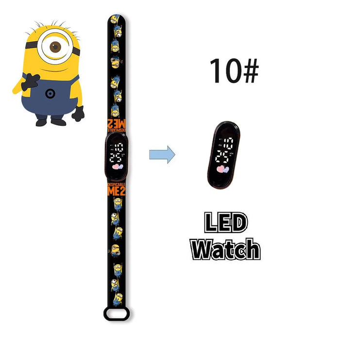 New Minions Child Watchs Anime Bob study Cartoon Digital Electronic LED Student Silicone Wristband Kids Birthday Gift Toys