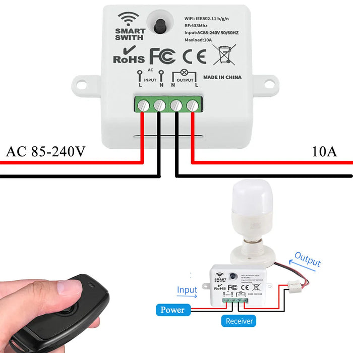 Tedeligo Tuya WiFi RF Smart Switch Light interruttore di controllo remoto 110V 220V 10A modulo interruttore di temporizzazione, controllo vocale, supporto Alexa