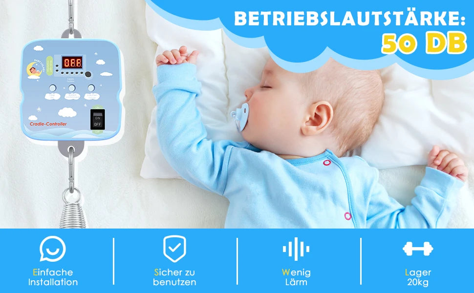 Babyschaukel-Controller Controller elettrico per altalena per bambini, 2 molle, telecomando, staffa a molla del motore, Timer regolabile, nessun rumore