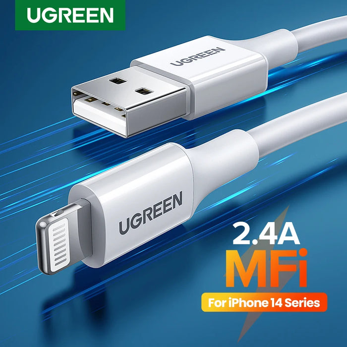 Cavo UGREEN MFi da USB a Lightning per iPhone 14 13 12 Pro Max 2.4A ricarica rapida per iPhone per cavo dati del telefono iPad