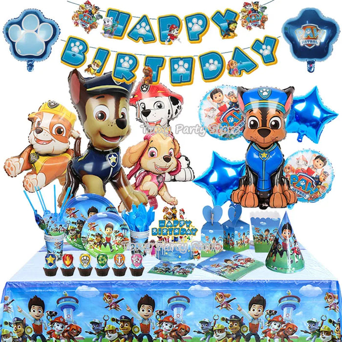 PAW Patrol Birthday Party Decoration Toy Hat regalo per bambini palloncino in alluminio Dog Chase Marshall Skye macerie stoviglie usa e getta