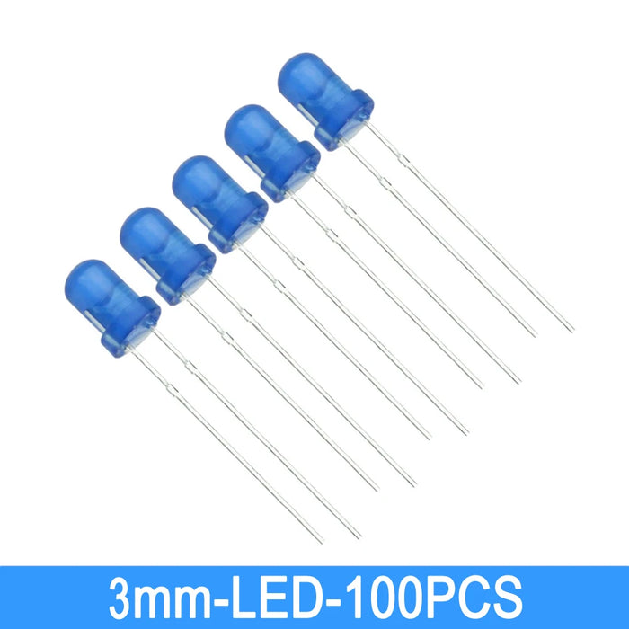 100 Pz/lotto 3mm 5mm F3 F5 LED Rotondo Ultra Luminoso Bianco Verde Giallo Blu Bianco Rosso Diodo Emettitore di Luce Per Il Kit Fai Da Te