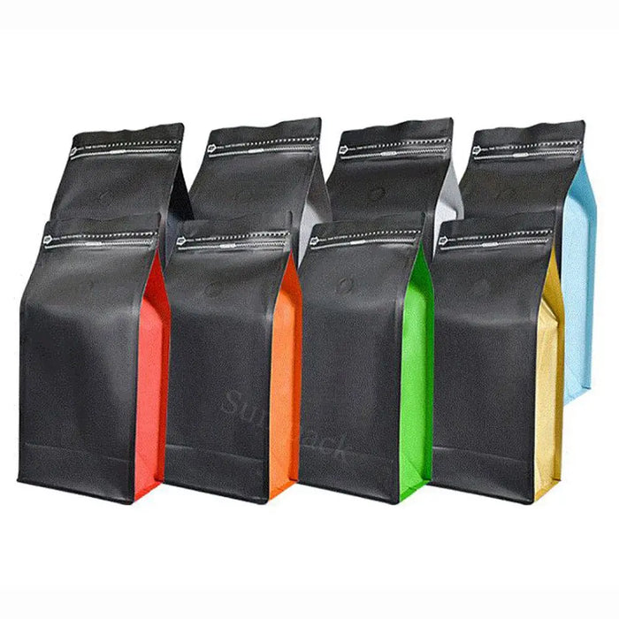 25PCS polvere di chicchi di caffè a chiusura lampo nero/bianco opaco smerigliato con valvola 250g 500g 1kg sacchetto di imballaggio per la conservazione degli alimenti in Mylar