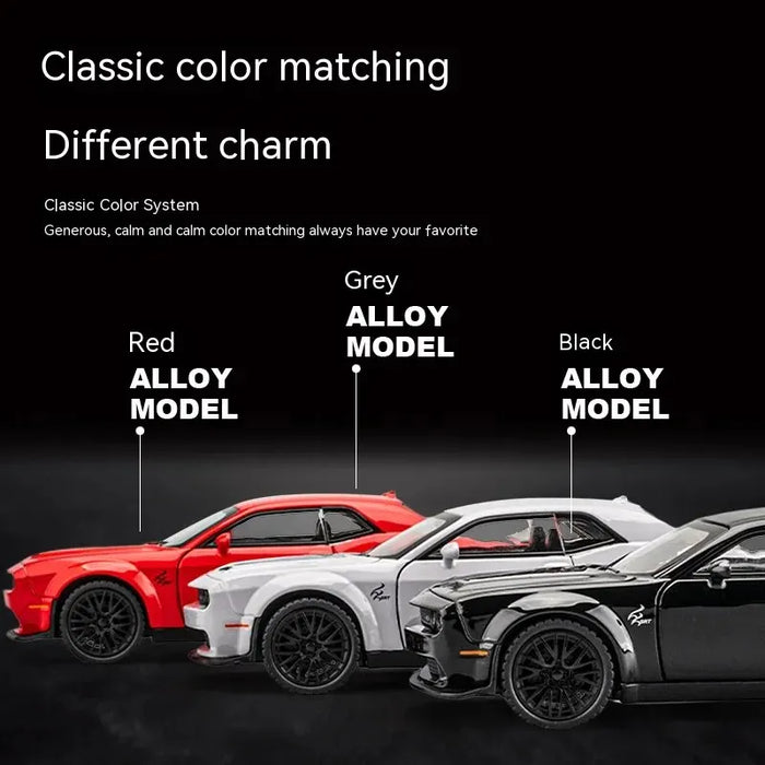 Dodge Challenger Hellcat Toy Car per 1: 32 Scale Die Cast Metel Cars Toy Pull Back Hellcat Model Cars con suono e luce Hellc