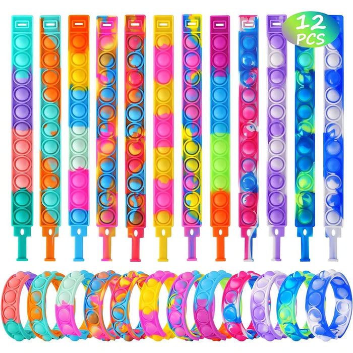 12PCS Fidget Toys Pop bracciale bomboniere braccialetti a bolle Push Poping giocattoli sensoriali antistress per bambini regali per bambini