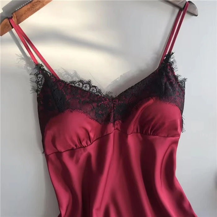 Pigiama Halter da donna 2 pezzi canotta e pantaloncini Home Wear rosso nero Sexy Lace S M ventilare il Comfort