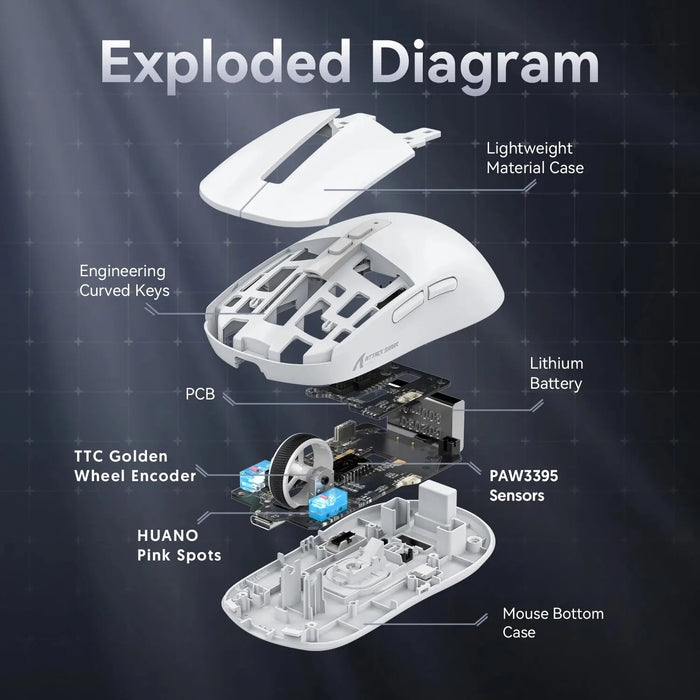 X6 Mouse da gioco Wireless leggero con 3 modalità cablato 2.4G BT5.2 fino a 26K DPI Base di ricarica retroilluminata RGB per desktop portatile