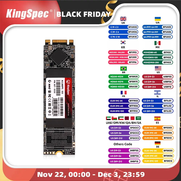 KingSpec M.2 SSD NGFF 128GB 256GB 512gb 1TB 2TB M2 SATA SSD 2280 SATA3 6Gb disco rigido interno a stato solido per Laptop