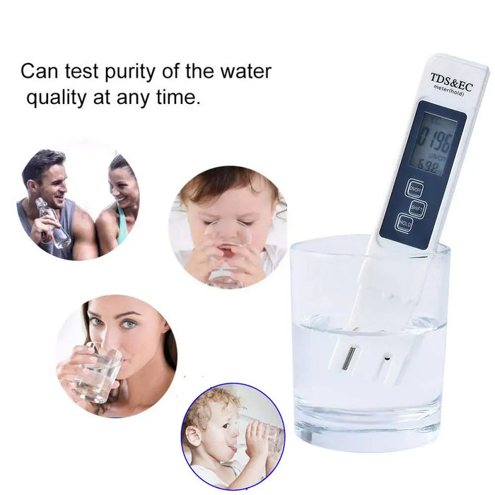 1PC White Digital Water Quality Tester TDS EC Meter Range da 0 a 9990 Tester PPM multifunzionale per temperatura di purezza dell'acqua