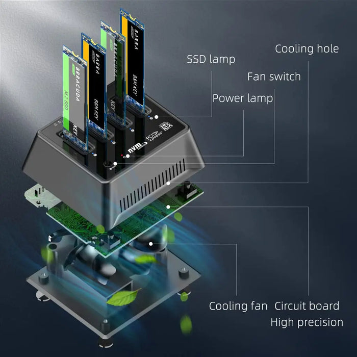 MAIWO 4 Bay M2 Nvme Docking Station M/B Key Type-C 10Gbps M.2 Case USB C SSD Case NVME e NGFF Hdd SSD Docking Station con ventola