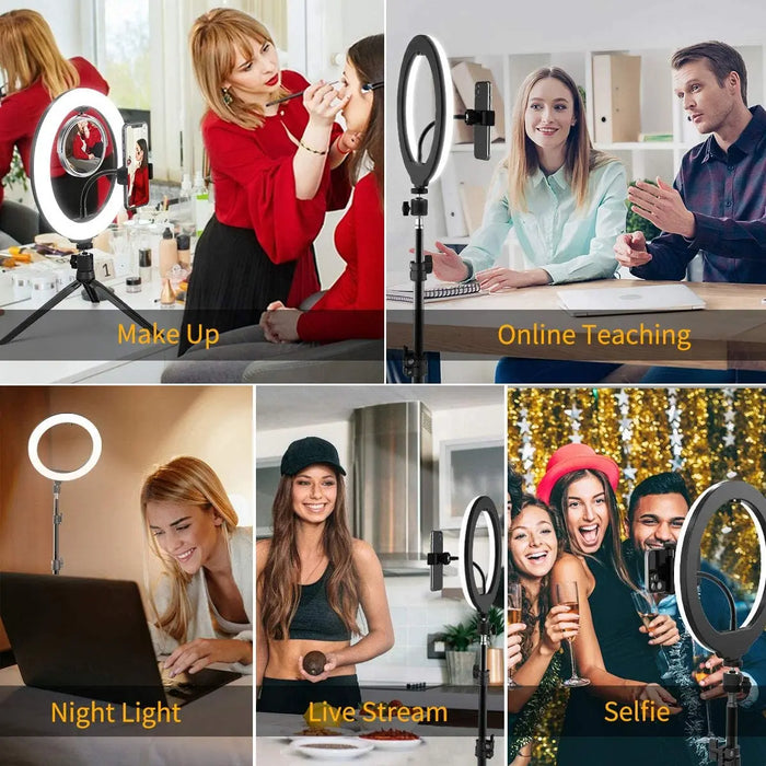 LED Selfie Ring Lighting fotografico Selfie Ring Lamp USB Remote Fill light per YouTube TikTok Video Live Phone Holder & treppiede