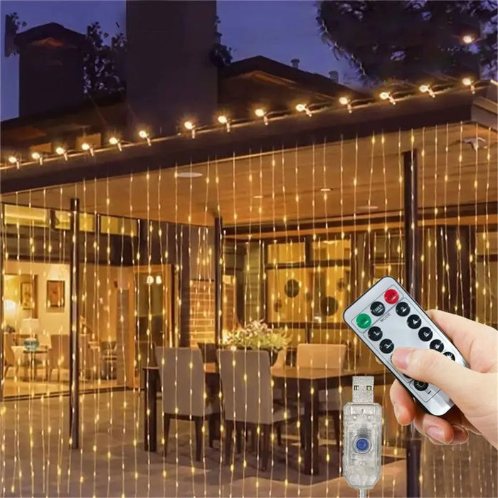 Navidad 2024 ornamenti LED tenda stringa luce decorazione USB ghirlanda lampada 8 modalità per la festa di natale a casa matrimonio di capodanno