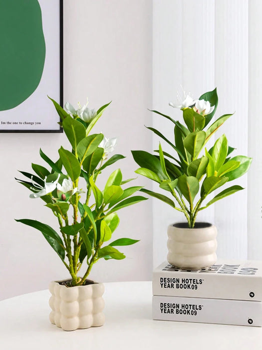 21-40cm piante di azalee artificiali albero di gomma finta foglie di palma tropicale Ficus finto con fiori piante verdi di plastica per la casa