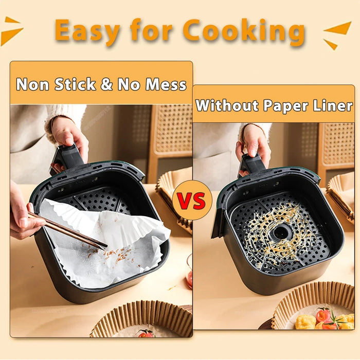 50/100 pz friggitrice ad aria carta usa e getta antiaderente Airfryer carte da forno rotonde aria-friggitrice fodere di carta accessori da cucina di carta