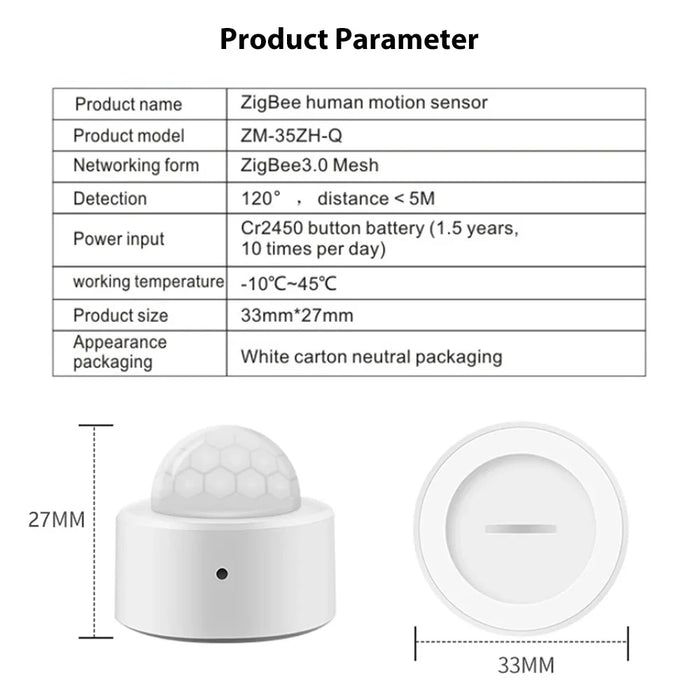 Tuya Zigbee sensore di movimento umano Smart Home Mini PIR sensore di movimento rilevatore a infrarossi sicurezza Smart Life funziona con il Gateway Alexa