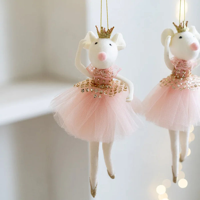 Nuovo natale Mouse bambola ciondolo ragazza balletto angelo albero di natale ciondolo peluche appeso decorazione di natale Charms regali di capodanno