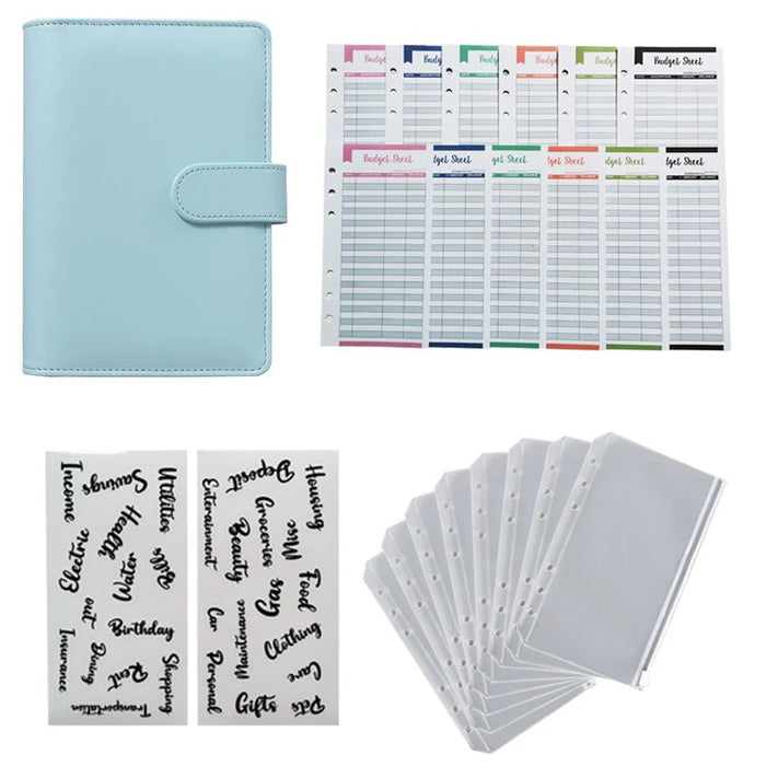 A6 Budget legers Planner 6 fori 8 buste con cerniera 2 adesivi in un portafoglio per NoteBook per risparmiare denaro Organizer sistema di cassa