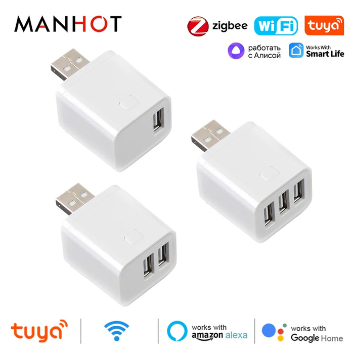 Tuya Smart WiFi/Zigbee adattatore Micro USB 1-3 Gang 5V Mini adattatore di alimentazione USB spina di ricarica temporizzazione vocale per Alexa Google Home Alice